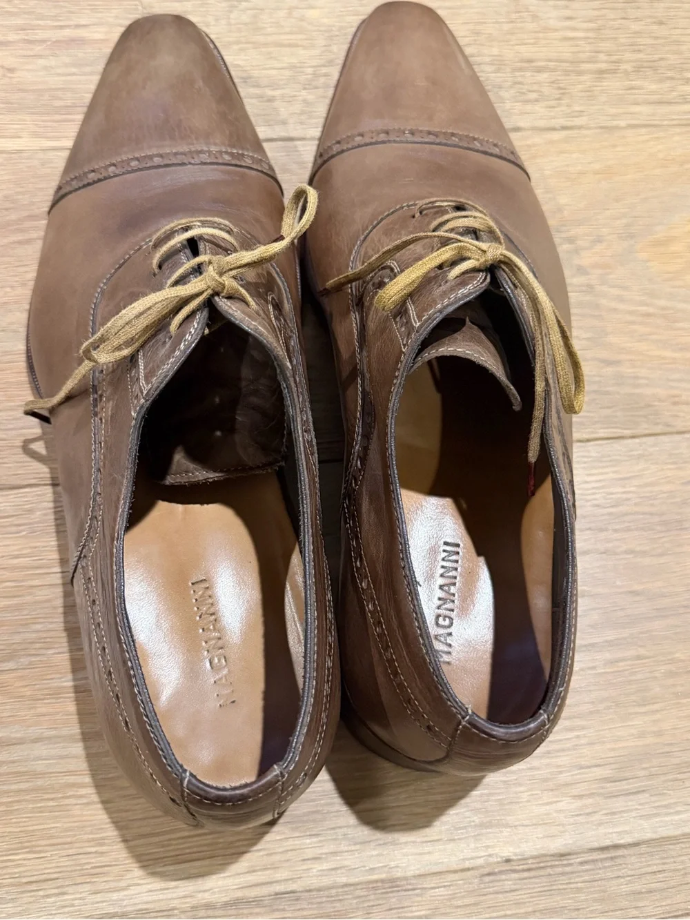 Magnanni Brown Leather Cap Toe Brogue Oxford Dress Shoes Men’s 11M
